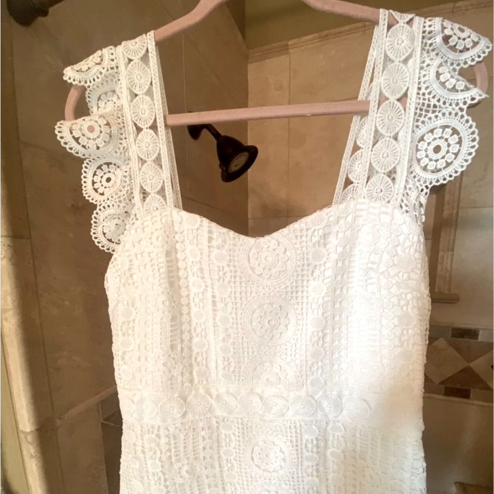 Lace Detailed Boho Midi Dress Fitted Size Large Women’s Brand New